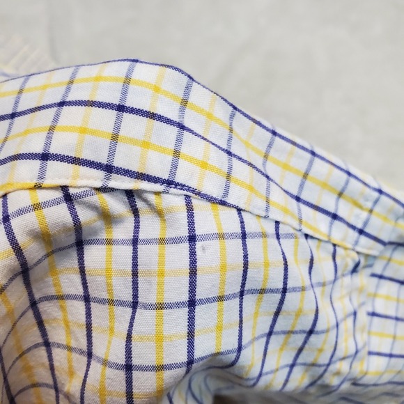 Ralph Lauren Blue Label Blake‎ White Yellow Blue Plaid Button Dress Shirt Medium - Picture 10 of 10